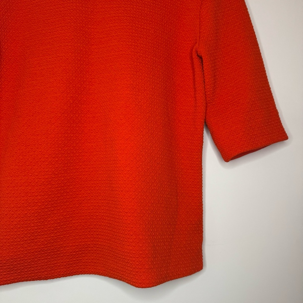 Small Ann Taylor Bold Orange Red Textured V-Neck Top Office Work Business Casual - Picture 9 of 9